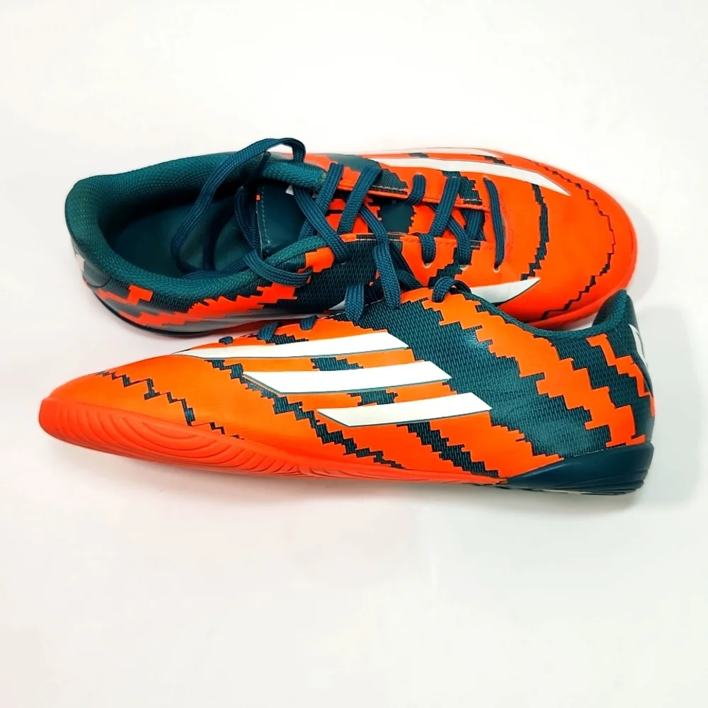 ADIDAS Leather Lace Up Boys Orange / Green Runners (4.5) - Picture 5 of 9